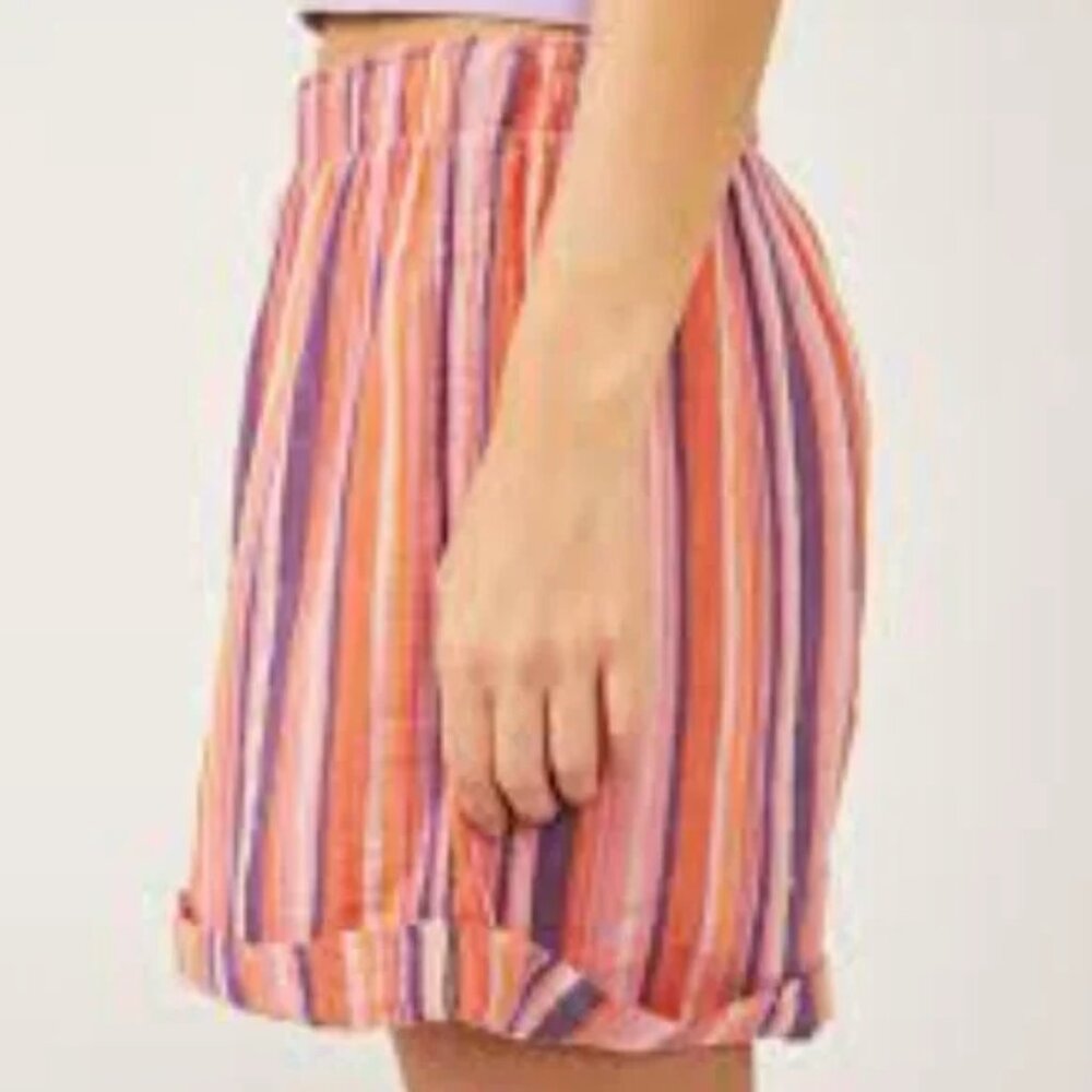 NWT Free People XS Sunday Morning Boxer Shorts in Pink Stripe NEW - Picture 4 of 11